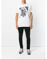 weißes bedrucktes T-shirt von DSQUARED2