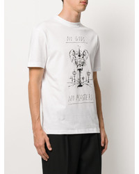 weißes bedrucktes T-shirt von McQ