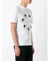 weißes bedrucktes T-shirt von McQ