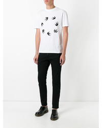 weißes bedrucktes T-shirt von McQ