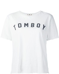 weißes bedrucktes T-shirt von Amo