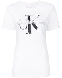 weißes bedrucktes T-shirt von CK Calvin Klein