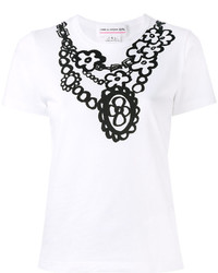weißes bedrucktes T-shirt von Comme des Garcons