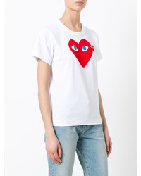 weißes bedrucktes T-shirt von Comme des Garcons