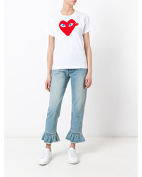 weißes bedrucktes T-shirt von Comme des Garcons