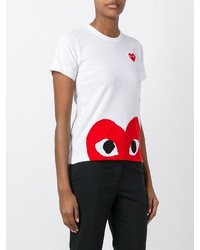 weißes bedrucktes T-shirt von Comme des Garcons