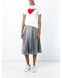 weißes bedrucktes T-shirt von Comme des Garcons