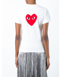 weißes bedrucktes T-shirt von Comme des Garcons