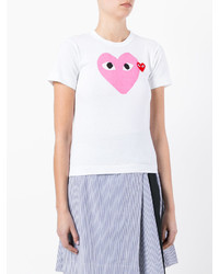 weißes bedrucktes T-shirt von Comme des Garcons