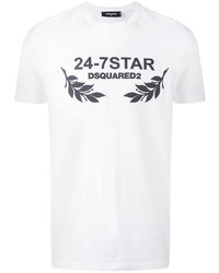 weißes bedrucktes T-shirt von DSQUARED2
