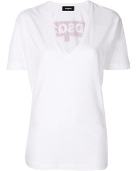 weißes bedrucktes T-shirt von Dsquared2