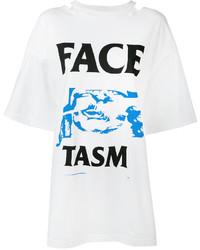 weißes bedrucktes T-shirt von Facetasm