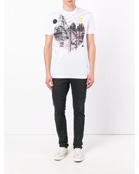 weißes bedrucktes T-shirt von DSQUARED2