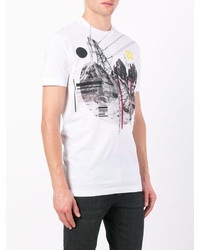 weißes bedrucktes T-shirt von DSQUARED2