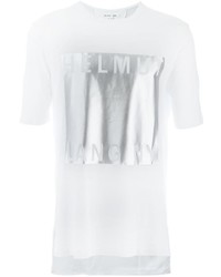 weißes bedrucktes T-shirt von Helmut Lang