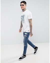 weißes bedrucktes T-shirt von Jack and Jones