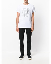 weißes bedrucktes T-shirt von Versace