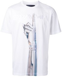 weißes bedrucktes T-shirt von Juun.J