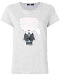 weißes bedrucktes T-shirt von Karl Lagerfeld