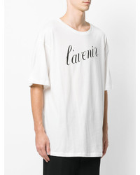 weißes bedrucktes T-shirt von Ann Demeulemeester