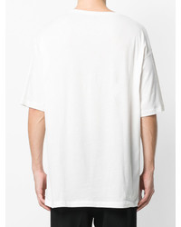 weißes bedrucktes T-shirt von Ann Demeulemeester