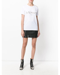 weißes bedrucktes T-shirt von Balmain