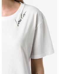 weißes bedrucktes T-shirt von Saint Laurent