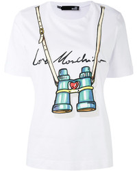weißes bedrucktes T-shirt von Love Moschino