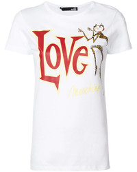 weißes bedrucktes T-shirt von Love Moschino