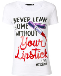 weißes bedrucktes T-shirt von Love Moschino
