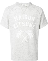 weißes bedrucktes T-shirt von MAISON KITSUNÉ