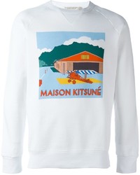 weißes bedrucktes T-shirt von MAISON KITSUNÉ