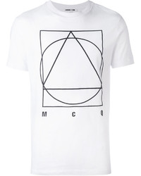 weißes bedrucktes T-shirt von McQ