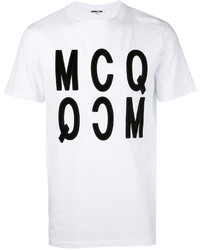 weißes bedrucktes T-shirt von McQ