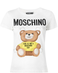 weißes bedrucktes T-shirt von Moschino