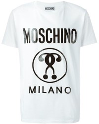 weißes bedrucktes T-shirt von Moschino