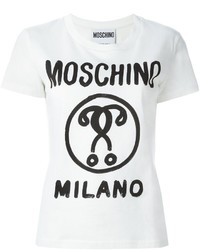 weißes bedrucktes T-shirt von Moschino