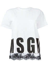 weißes bedrucktes T-shirt von MSGM