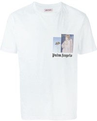weißes bedrucktes T-shirt von Palm Angels