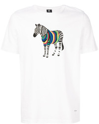 weißes bedrucktes T-shirt von Paul Smith