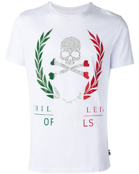 weißes bedrucktes T-shirt von Philipp Plein