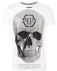 weißes bedrucktes T-shirt von Philipp Plein