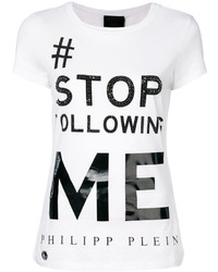 weißes bedrucktes T-shirt von Philipp Plein