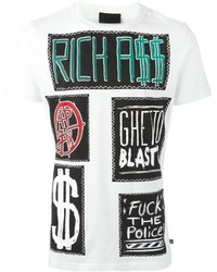 weißes bedrucktes T-shirt von Philipp Plein