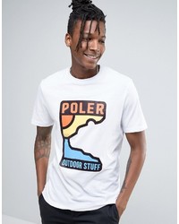 weißes bedrucktes T-shirt von Poler