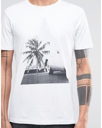 weißes bedrucktes T-shirt von Selected