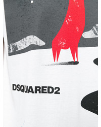 weißes bedrucktes T-shirt von DSQUARED2