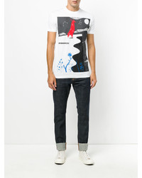 weißes bedrucktes T-shirt von DSQUARED2