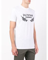 weißes bedrucktes T-shirt von DSQUARED2