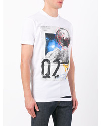 weißes bedrucktes T-shirt von DSQUARED2